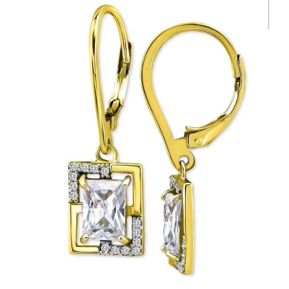 Giani Bernini Cubic Zirconia Square/Baguette Drop Earrings 18k Gold-Plated .925